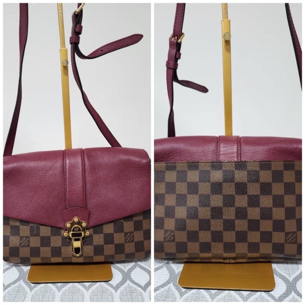 Authentic Louis Vuitton Damier Ebene Clapton PM Shoulder Bag Brown/Wine - Picture 6 of 13